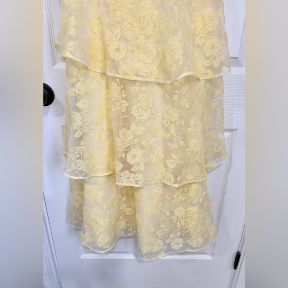 Lulus Yellow Coquette Tie-Strap Bustier Lace Sweetheart Neckline Midi XL Dress - Picture 7 of 10